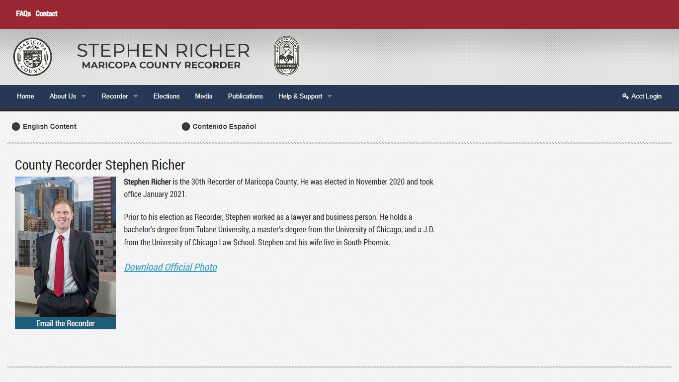 County Recorder Stephen Richer - Maricopa County, Arizona
